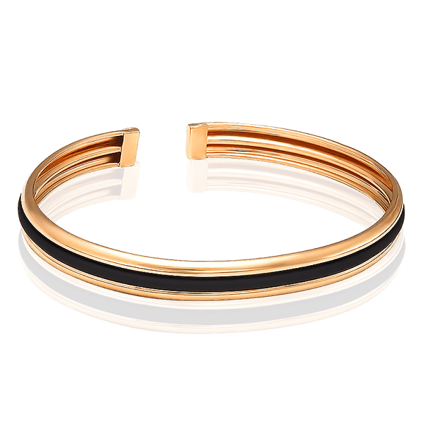 Незамкнутый золотой браслет с каучуком 033896 детальное изображение ювелирного изделия Золотые браслеты