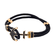 обзорное фото Браслет каучуковый в золоте "Якорь" с фианитом 025669 Золотые браслеты с каучуком обзорное фото Браслет каучуковый в золоте "Якорь" с фианитом 025669  Золотые браслеты с каучуком