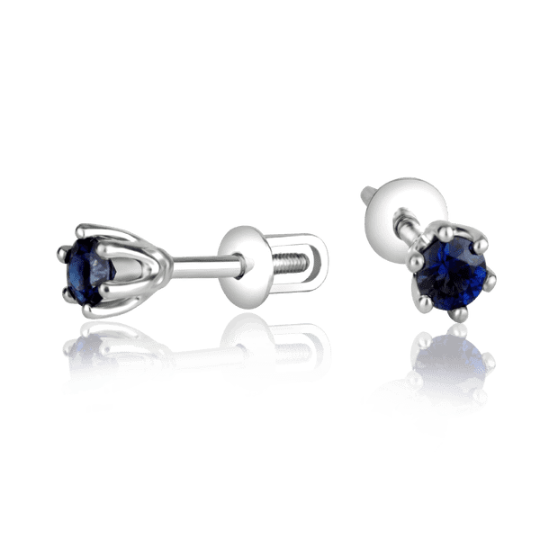 Золотые серьги-пуссеты с сапфиром 025383 детальное изображение ювелирного изделия Золотые серьги с сапфиром