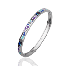обзорное фото Жесткий серебряный браслет с эмалью 027730  Серебряные женские браслеты