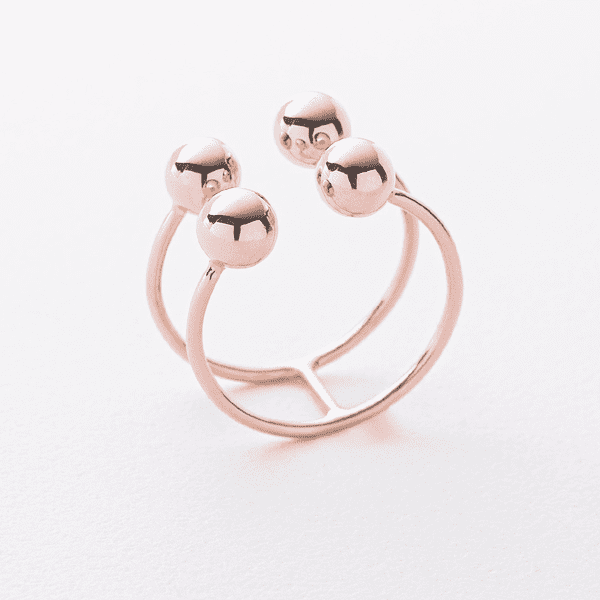 Двойное золотое кольцо с разомкнутой шинкой и шариками 040973 детальное изображение ювелирного изделия Золотые кольца без вставок