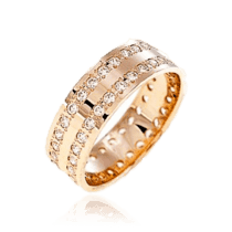 обзорное фото Золотое обручальное кольцо женское с фианитами 036689  Золотые кольца