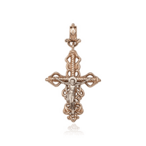 обзорное фото Золотой крестик с Распятием 028803  Декоративные золотые крестики