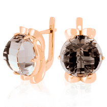 обзорное фото Золотые серьги с раухтопазом 023508  Золотые серьги с раухтопазом