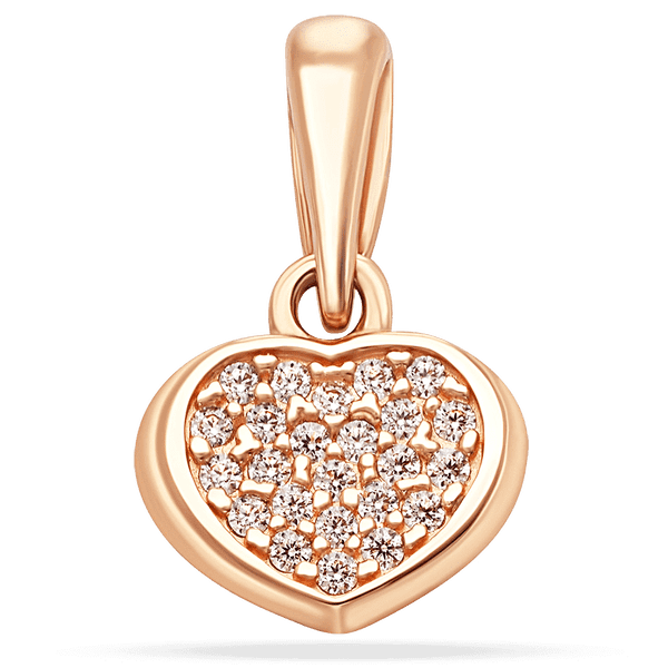 Подвеска Сердце в красном золоте с фианитами 038996 детальное изображение ювелирного изделия Золотые кулоны с фианитом