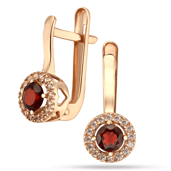 Золотые серьги с гранатом и фианитами 035192 детальное изображение ювелирного изделия Золотые серьги с гранатом Золотые серьги с гранатом и фианитами 035192 детальное изображение ювелирного изделия Золотые серьги с гранатом