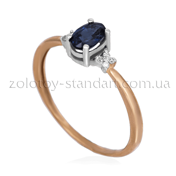 Золотое кольцо с сапфиром и бриллиантами  Золотое кольцо с сапфиром и бриллиантами