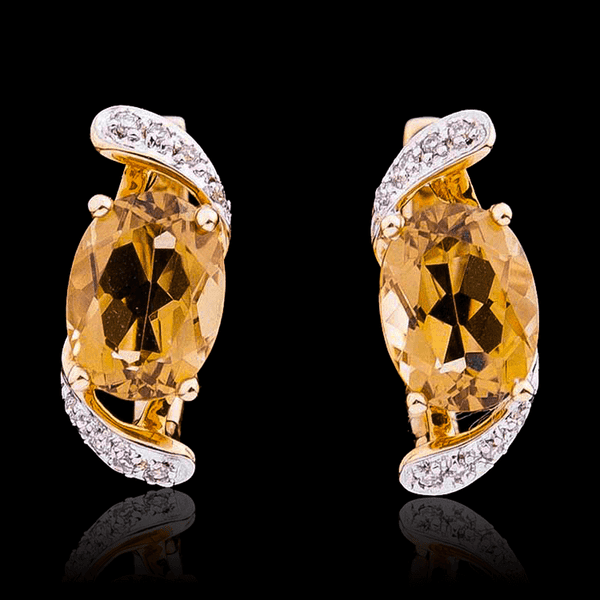 Сережки золотые с бриллиантом и кварцем 034574 детальное изображение ювелирного изделия Золотые серьги Сережки золотые с бриллиантом и кварцем 034574 детальное изображение ювелирного изделия Золотые серьги