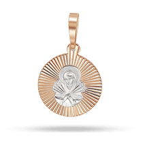 обзорное фото Золотой подвеска-ладанка с белым золотом "Семистрельная икона Божией Матери" без вставок 040296  Золотые подвески иконки