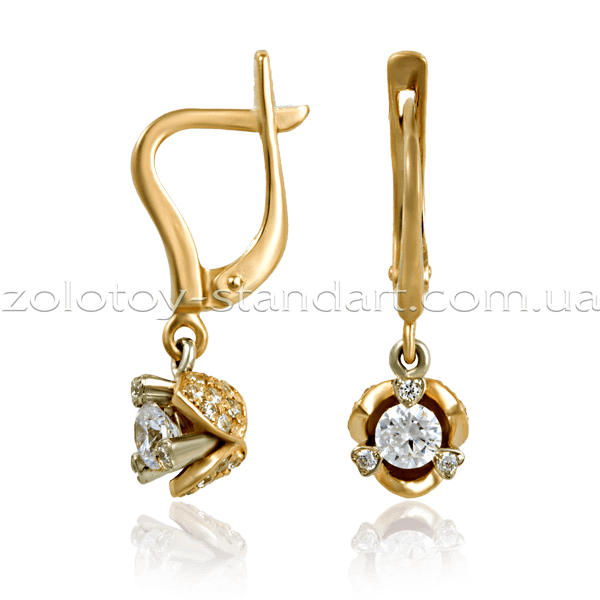 Золотые серьги 506 детальное изображение ювелирного изделия Золотые серьги с фианитом Золотые серьги 506 детальное изображение ювелирного изделия Золотые серьги с фианитом