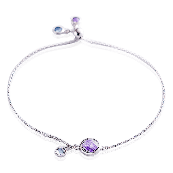 Браслет на руку из белого золота с топазом и аметистом 032923 детальное изображение ювелирного изделия Золотые браслеты Браслет на руку из белого золота с топазом и аметистом 032923 детальное изображение ювелирного изделия Золотые браслеты