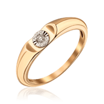 обзорное фото Золотое кольцо для предложения с бриллиантом в лаконичном дизайне 036786  Золотые кольца