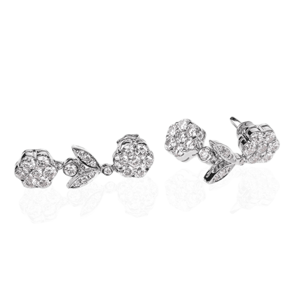 Серьги из белого золота с бриллиантами E-273 детальное изображение ювелирного изделия Золотые серьги с бриллиантами