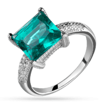 обзорное фото Серебряное кольцо с большим зелёным камнем 038332  Серебряные кольца со вставками