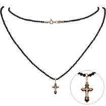 обзорное фото Цепочка с агатом и золотым крестиком 031743 Золотые колье с камнями обзорное фото Цепочка с агатом и золотым крестиком 031743  Золотые колье с камнями