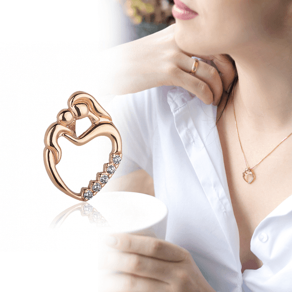 Золотой подвес Мама и дитя Сердце с фианитами 029006 Золотой подвес Мама и дитя Сердце с фианитами 029006