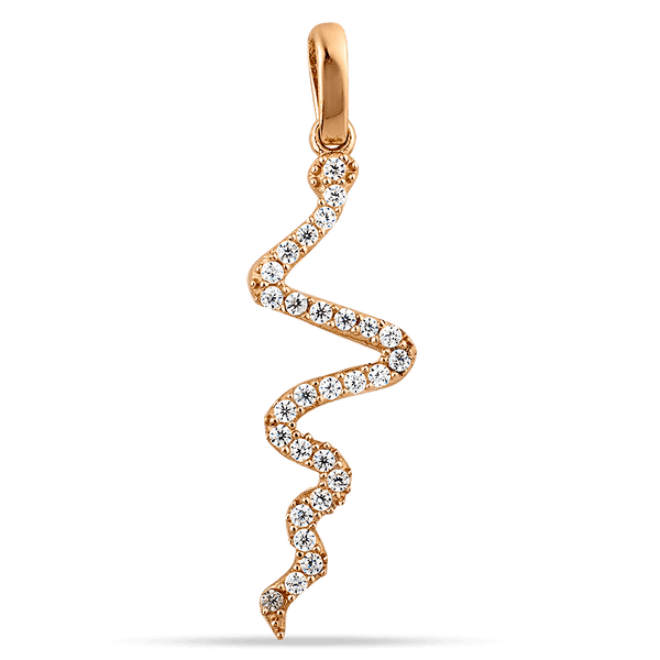 Золотой подвес Змея с фианитовой дорожкой 040014 детальное изображение ювелирного изделия Золотые кулоны с фианитом Золотой подвес Змея с фианитовой дорожкой 040014 детальное изображение ювелирного изделия Золотые кулоны с фианитом