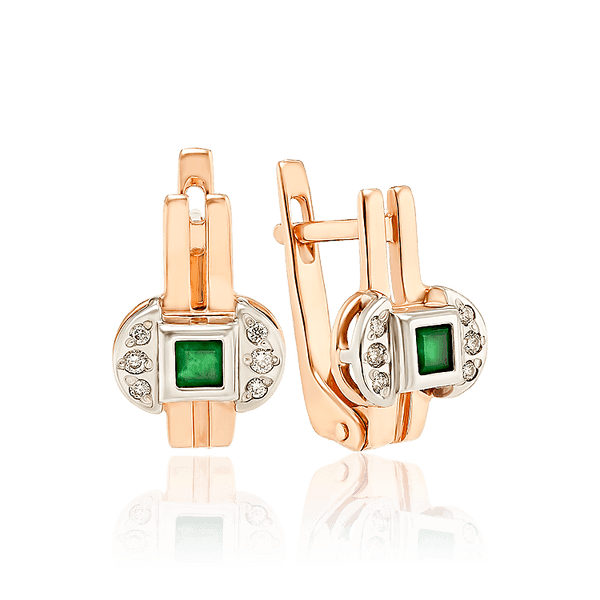 Женские золотые сережки с бриллиантами и изумрудом 033867 детальное изображение ювелирного изделия Золотые серьги с изумрудами Женские золотые сережки с бриллиантами и изумрудом 033867 детальное изображение ювелирного изделия Золотые серьги с изумрудами