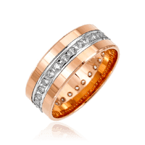 обзорное фото Золотое обручальное кольцо Американка с фианитами 036709 Золотые кольца обзорное фото Золотое обручальное кольцо Американка с фианитами 036709  Золотые кольца