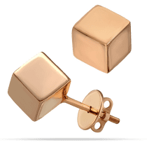 оглядове фото Сережки-пусети в червоному золоті Кубики 025503