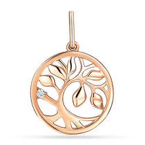 обзорное фото Золотой подвес Дерево Жизни в красном золоте 585 проба 038164 Золотые кулоны с фианитом обзорное фото Золотой подвес Дерево Жизни в красном золоте 585 проба 038164  Золотые кулоны с фианитом