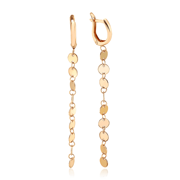 Золотые серьги подвески Монетки с английским замком 036780 детальное изображение ювелирного изделия Золотые серьги