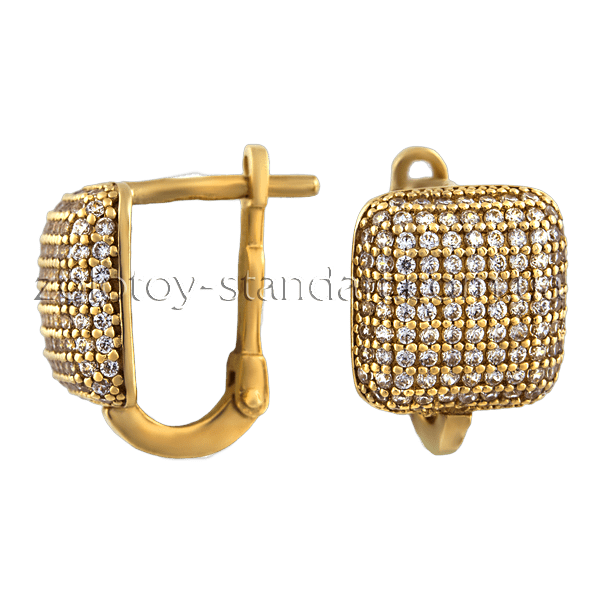 Золотые серьги с цирконием 102027 детальное изображение ювелирного изделия Золотые серьги с фианитом