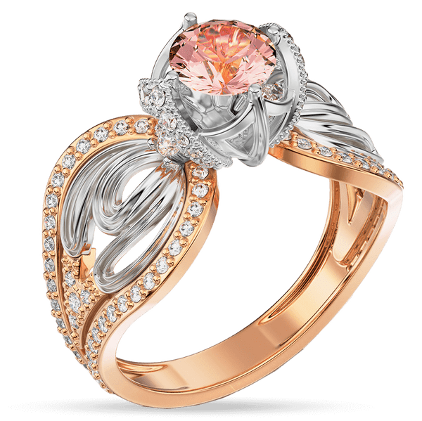 Золотое кольцо с морганитом и фианитами 040027 детальное изображение ювелирного изделия Золотые кольца с морганитом Золотое кольцо с морганитом и фианитами 040027 детальное изображение ювелирного изделия Золотые кольца с морганитом