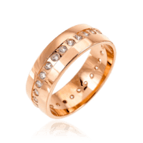 обзорное фото Обручальное кольцо с камнями в красном золоте 036720  Золотые кольца
