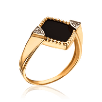 обзорное фото Золотое кольцо женское с агатом 034211 Золотые кольца обзорное фото Золотое кольцо женское с агатом 034211  Золотые кольца