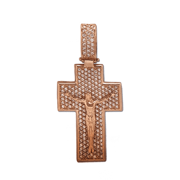 Золотой крест с распятием и белыми фианитами 031480 детальное изображение ювелирного изделия Крестики женские Золотой крест с распятием и белыми фианитами 031480 детальное изображение ювелирного изделия Крестики женские