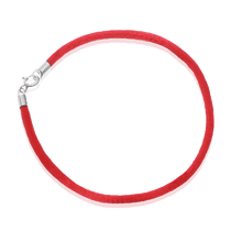 обзорное фото Красный шелковый шнурок с серебряной застежкой 026200 Серебряные женские браслеты обзорное фото Красный шелковый шнурок с серебряной застежкой 026200  Серебряные женские браслеты