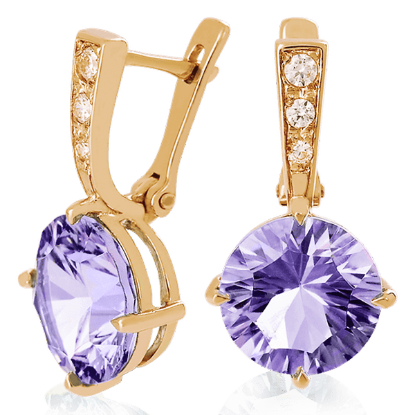 Золотые серьги с аметистом 023479 детальное изображение ювелирного изделия Золотые серьги с аметистом
