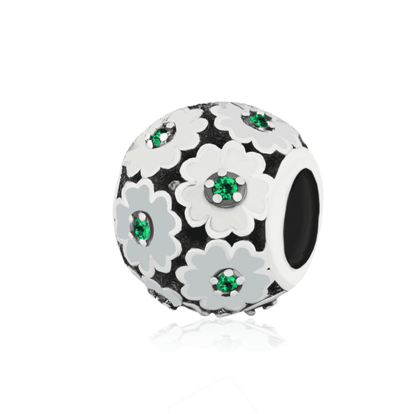 Серебряный подвес-шарм Бусинка - цветы с эмалью и фианитом 024980 детальное изображение ювелирного изделия Серебряные подвесы-шармы (бусины) Серебряный подвес-шарм Бусинка - цветы с эмалью и фианитом 024980 детальное изображение ювелирного изделия Серебряные подвесы-шармы (бусины)