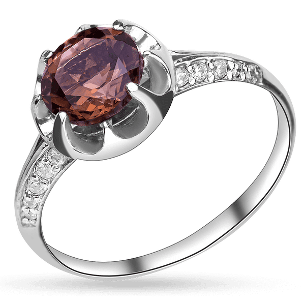 Серебряное кольцо с раухтопазом и фианитами "Радмила" 027262 детальное изображение ювелирного изделия Серебряные кольца со вставками  Серебряное кольцо с раухтопазом и фианитами "Радмила" 027262 детальное изображение ювелирного изделия Серебряные кольца со вставками