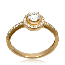обзорное фото Золотое кольцо с бриллиантами R0100  Золотые кольца с бриллиантами