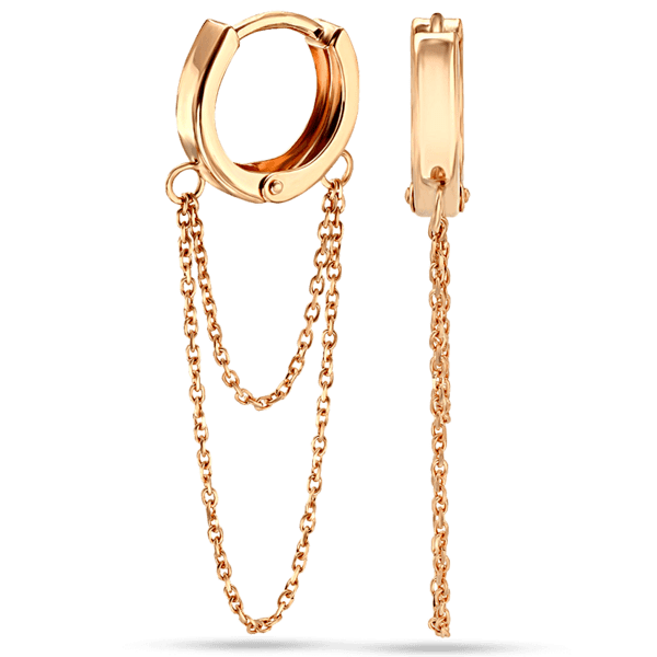 Золотые серьги конго с цепочкой 036080 детальное изображение ювелирного изделия Золотые серьги