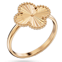 обзорное фото Кольцо Клевер в красном золоте с алмазной гравировкой 039903 Золотые кольца без вставок обзорное фото Кольцо Клевер в красном золоте с алмазной гравировкой 039903  Золотые кольца без вставок