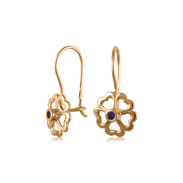 Золотые детские серьги Цветочки 025145 детальное изображение ювелирного изделия Серьги с камнями Золотые детские серьги Цветочки 025145 детальное изображение ювелирного изделия Серьги с камнями