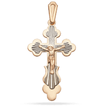 обзорное фото Золотой православный крестик с алмазной гравировкой Спаси и Сохрани 038967  Золотые крестики православные