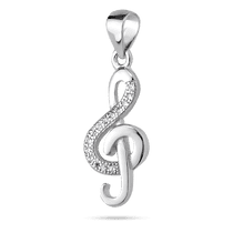 обзорное фото Серебряный подвес "Скрипичный ключ" с дорожкой фианитов 040069  Серебряные подвески со вставками
