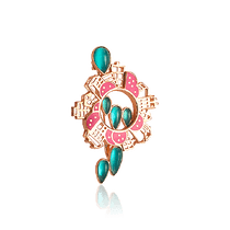 обзорное фото Брошь золотая с улекситом и эмалью 033992 Золотые броши обзорное фото Брошь золотая с улекситом и эмалью 033992  Золотые броши