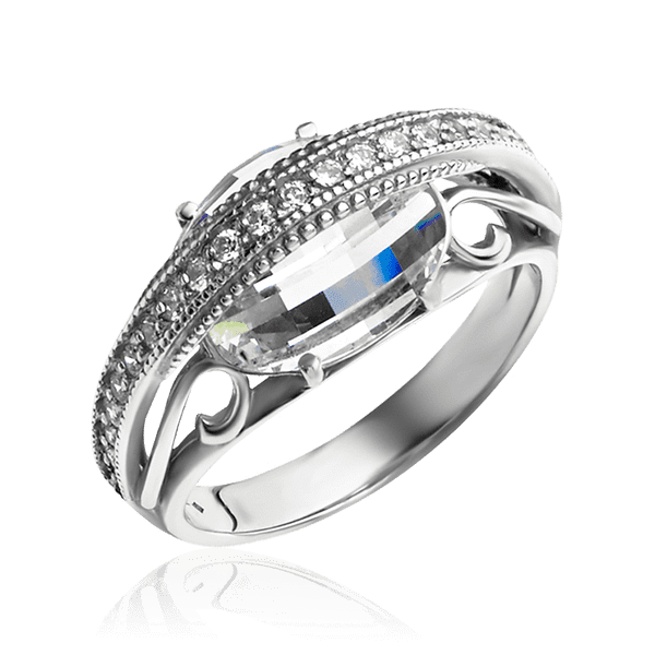 Кольцо из серебра с фианитами Фантазия 034996 детальное изображение ювелирного изделия Серебряные кольца Кольцо из серебра с фианитами Фантазия 034996 детальное изображение ювелирного изделия Серебряные кольца