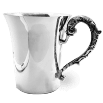 обзорное фото Глянцевая серебряная чашка с ажурным ушком 925 пробы 039290  Серебряные чашки