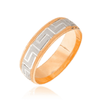 обзорное фото Золотое обручальное кольцо в греческом стиле 036731  Золотые кольца