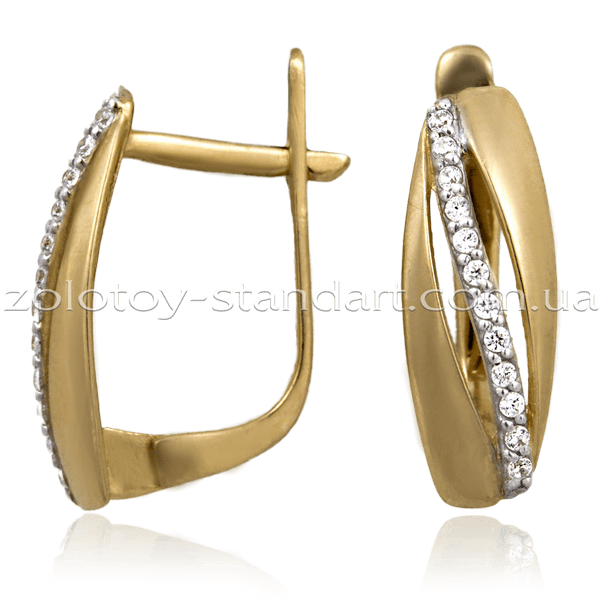 Золотые серьги 21206 детальное изображение ювелирного изделия Золотые серьги с фианитом Золотые серьги 21206 детальное изображение ювелирного изделия Золотые серьги с фианитом