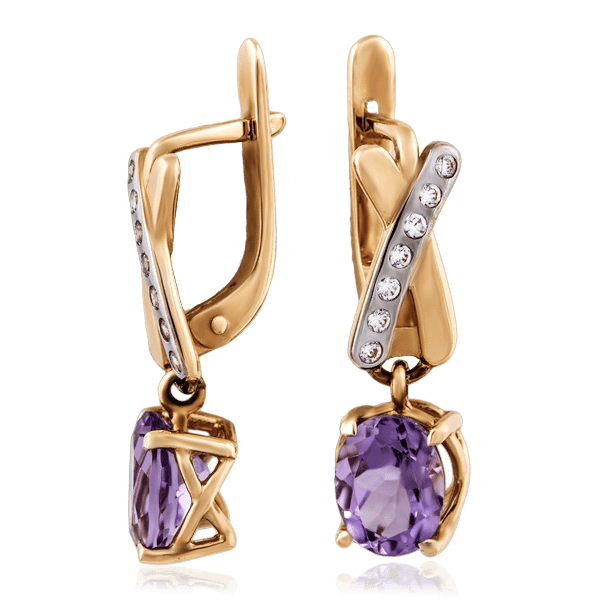 Золотые серьги с аметистом 102605 детальное изображение ювелирного изделия Золотые серьги с аметистом