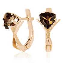 обзорное фото Золотые серьги с раухтопазом 023514 Золотые серьги с раухтопазом обзорное фото Золотые серьги с раухтопазом 023514  Золотые серьги с раухтопазом