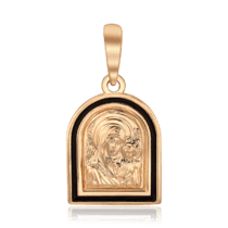 оглядове фото Золота ладанка Казанська ікона Божої Матері з емаллю 036832