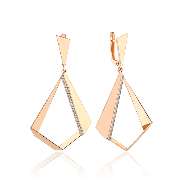 Экстравагантные золотые серьги с фианитами 034494 детальное изображение ювелирного изделия Золотые серьги Экстравагантные золотые серьги с фианитами 034494 детальное изображение ювелирного изделия Золотые серьги